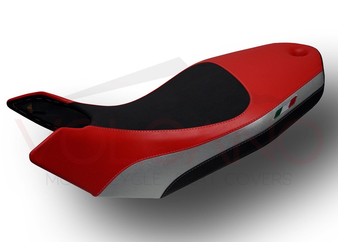 D033 Seat Cover per Ducati HYPERMOTARD tricolore rosso bianco e nero con
