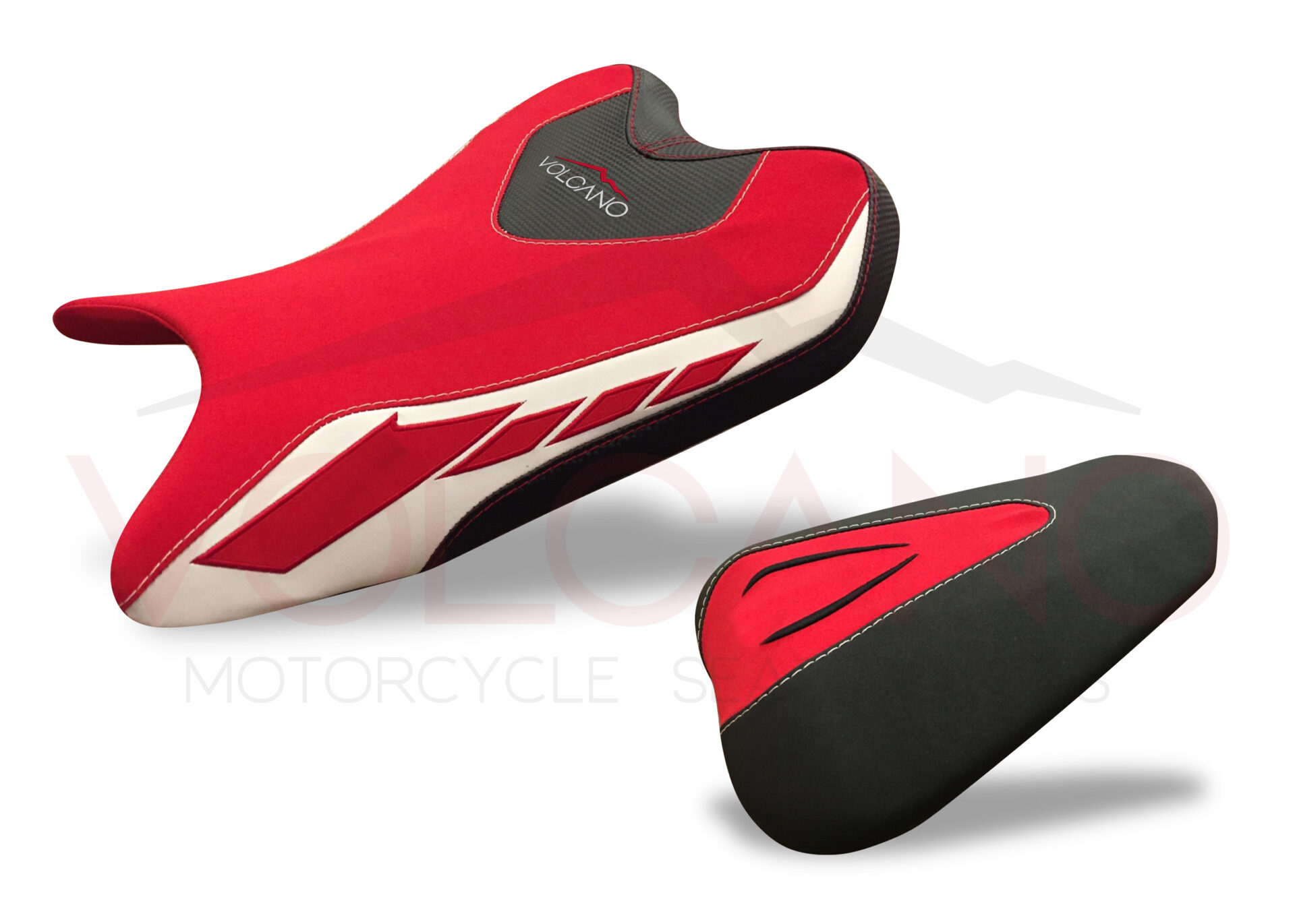 Seat Cover rossa e nera con dettagli carbon look per Yamaha YZF R6