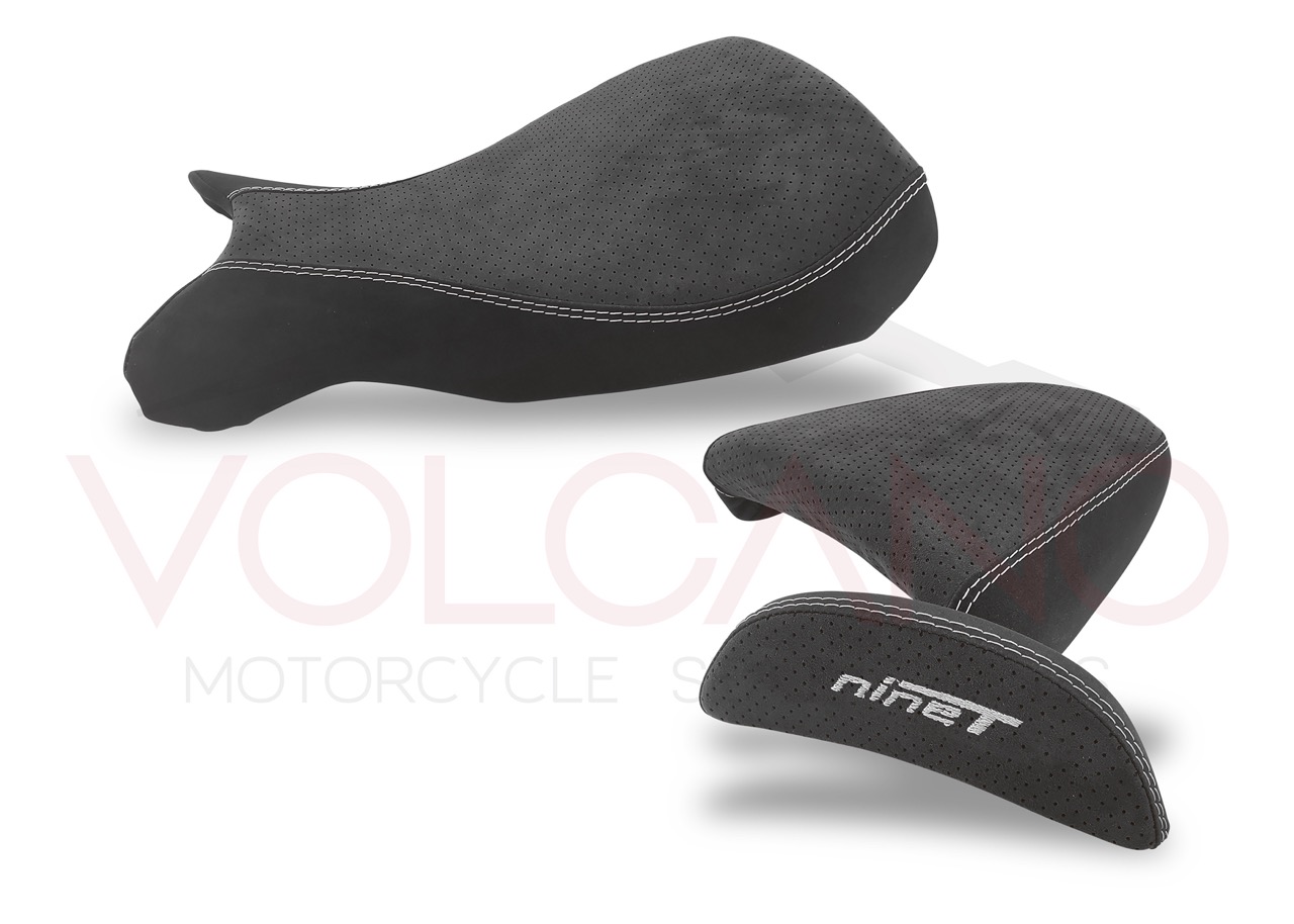 Rivestimento sella nero in Alcantara perforata per moto BMW R Nine T