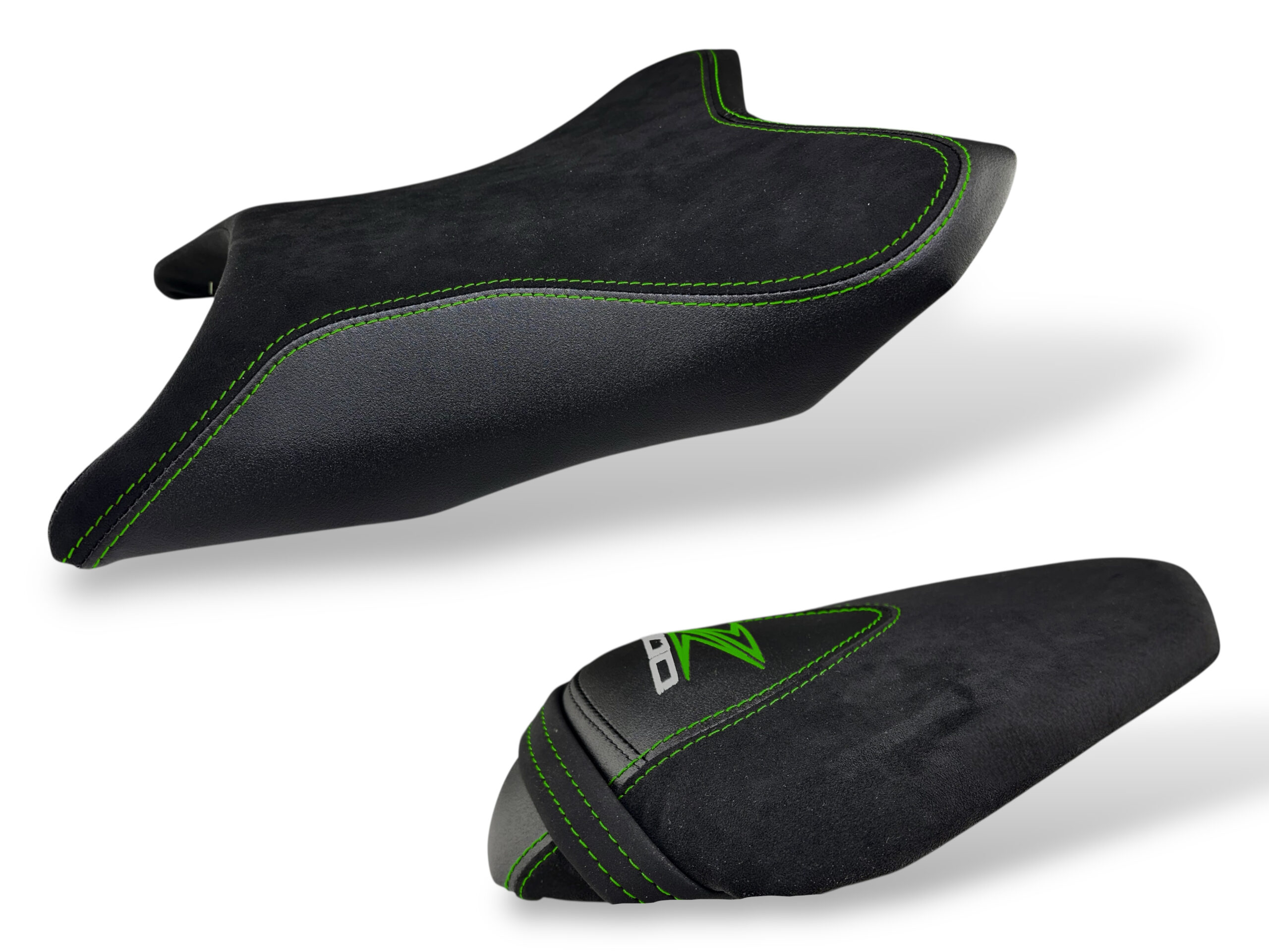 Rivestimento sella in Alcantara nero con dettagli verdi per Kawasaki Z800