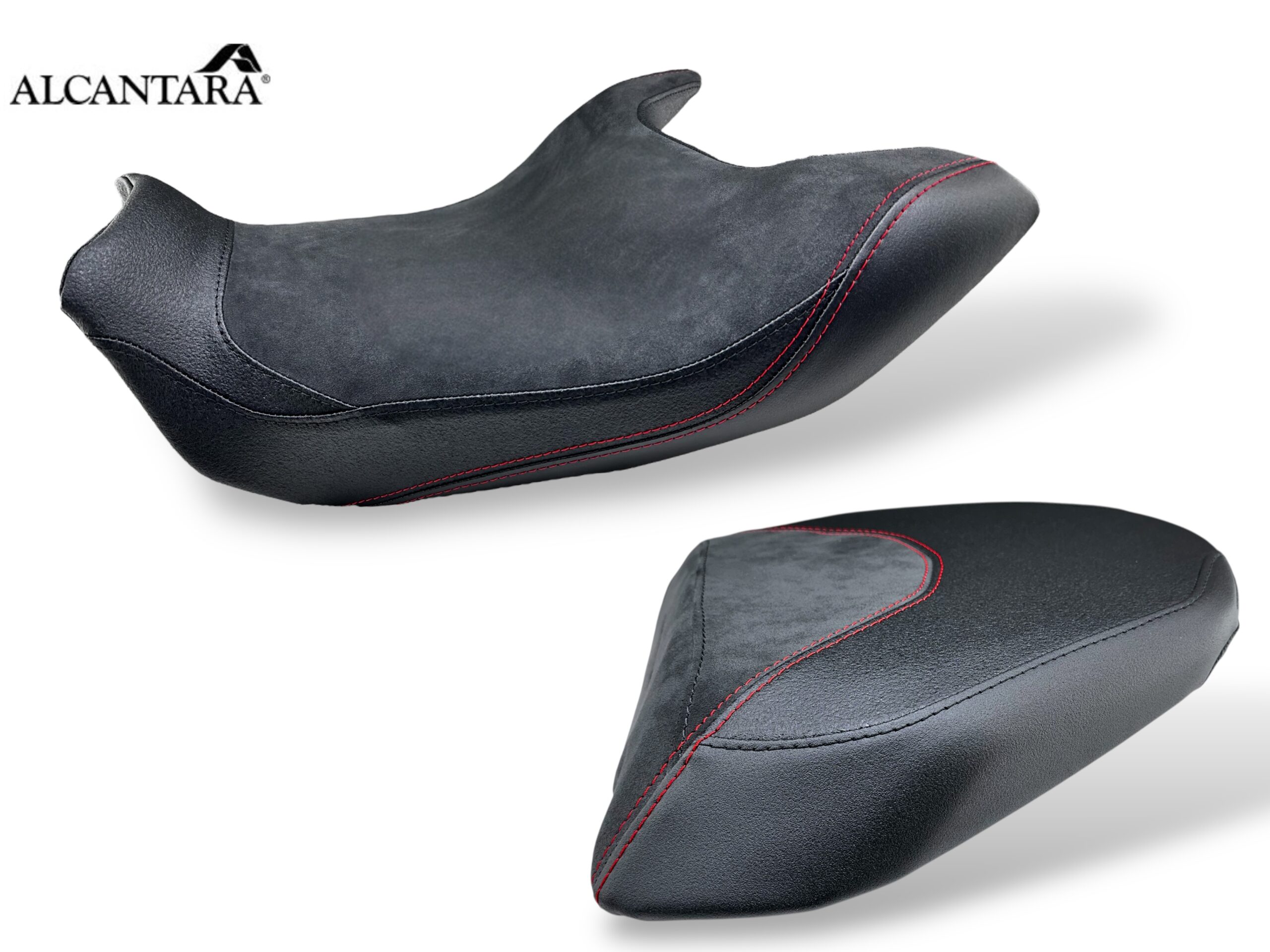 SEAT COVER PER DUCATI DIAVEL V4 in alcantara nera e cuciture rosse