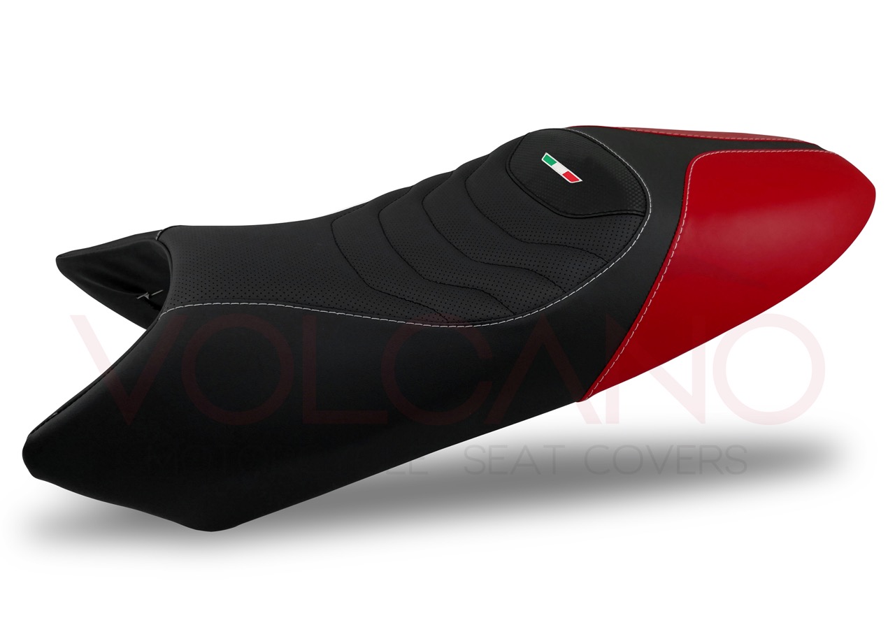 D089 Seat Cover per Ducati MONSTER bicolore nero e rosso con cuciture